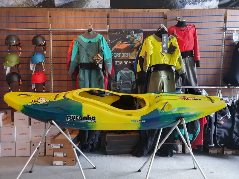 2024 Pyranha Scorch Whitewater River Running Kayak Medium Yellow/Navy-1
