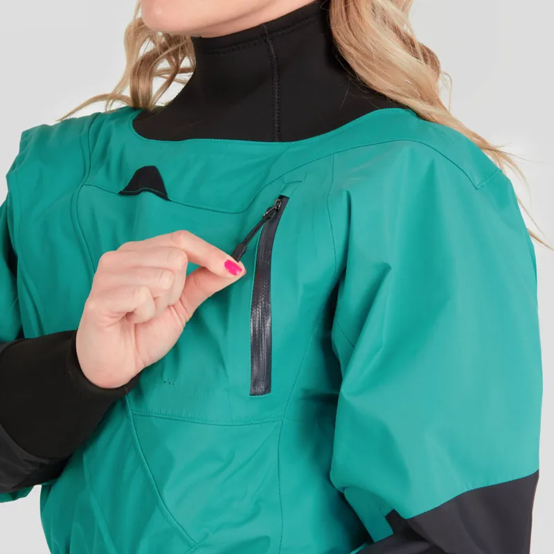 2024 NRS Womens Crux Whitewater Kayaking Dry Suit in Jade Teal-5
