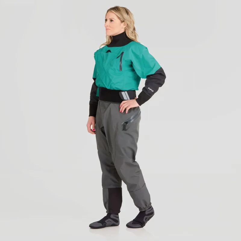 2024 NRS Womens Crux Whitewater Kayaking Dry Suit in Jade Teal-7