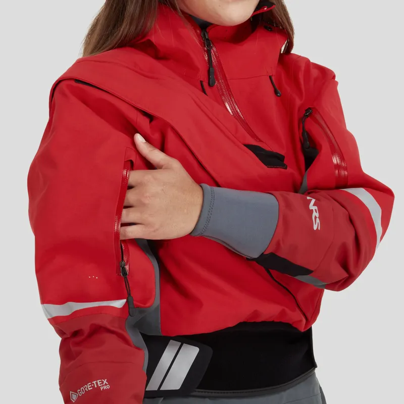 2024 NRS Women's Navigator GORE-TEX Pro Kayaking Dry Suit in Red-2
