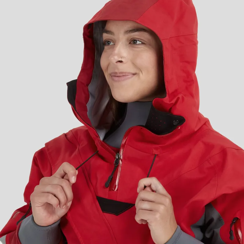 2024 NRS Women's Navigator GORE-TEX Pro Kayaking Dry Suit in Red-4