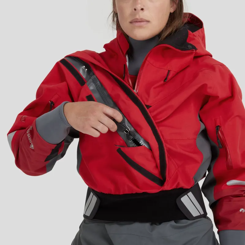 2024 NRS Women's Navigator GORE-TEX Pro Kayaking Dry Suit in Red-5
