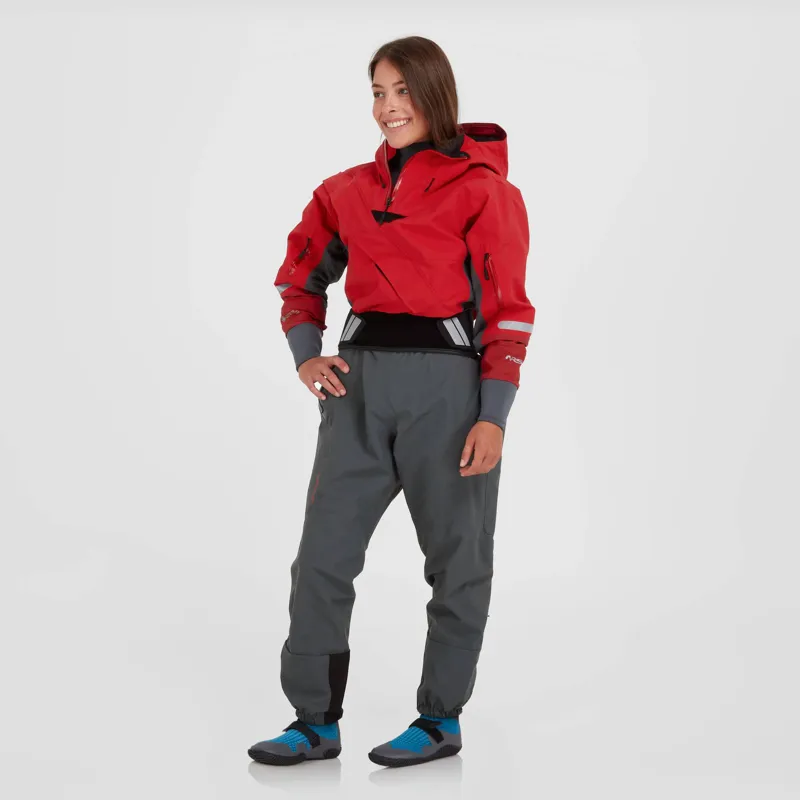 2024 NRS Women's Navigator GORE-TEX Pro Kayaking Dry Suit in Red-6