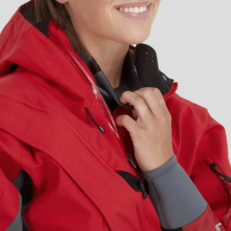 2024 NRS Women's Navigator GORE-TEX Pro Kayaking Dry Suit in Red-8