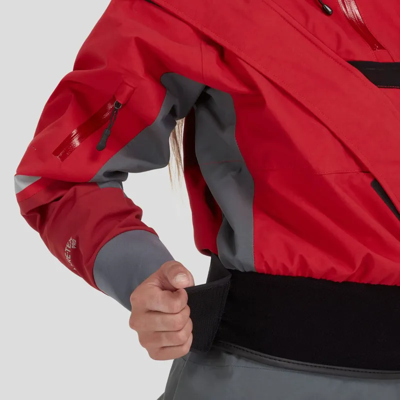 2024 NRS Women's Navigator GORE-TEX Pro Kayaking Dry Suit in Red-10