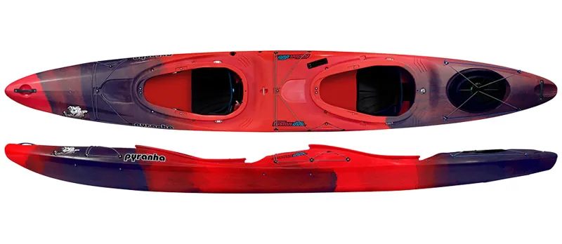 2025 Pyranha Fusion Duo Cross Over Sit in Kayak Rosella Red