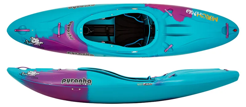 Pyranha Machno Forgiving River Running Kayak in Cotinga Blue Stout 2