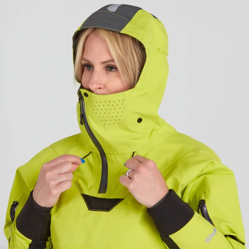 2024 NRS Womens Orion Paddling 4 Layer Touring Jacket with Hood in Lime-8