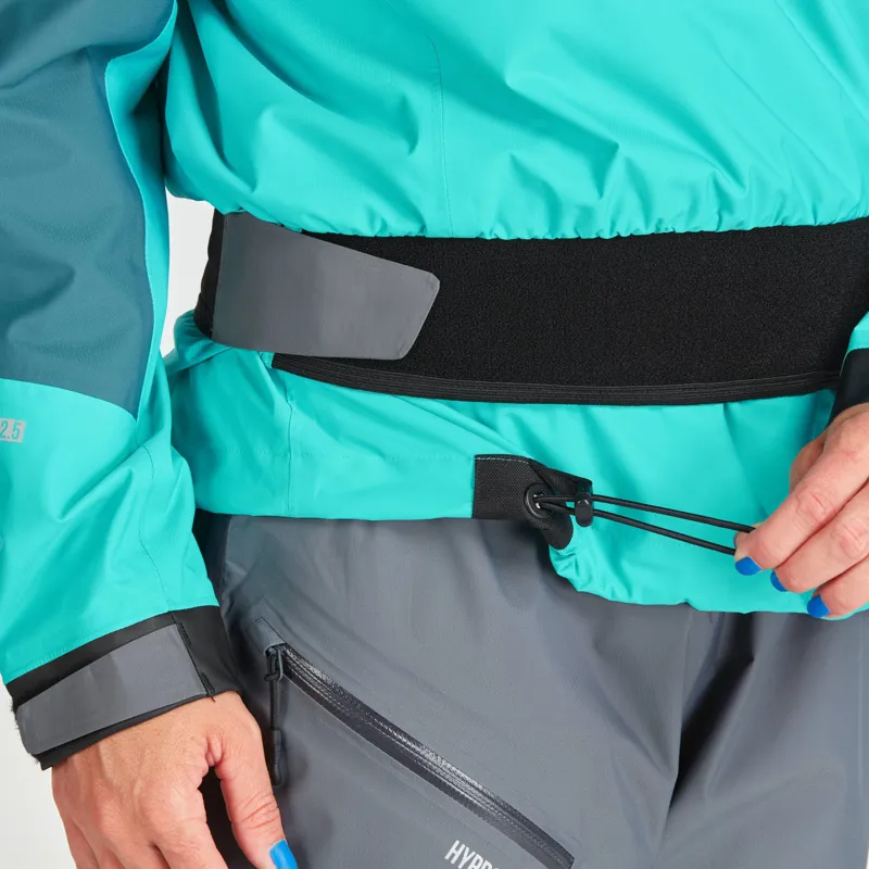 2024 NRS Womens Helium Breathable Twin Waist Splash Jacket in Aqua-4