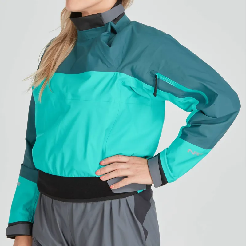 2024 NRS Womens Helium Breathable Twin Waist Splash Jacket in Aqua-6