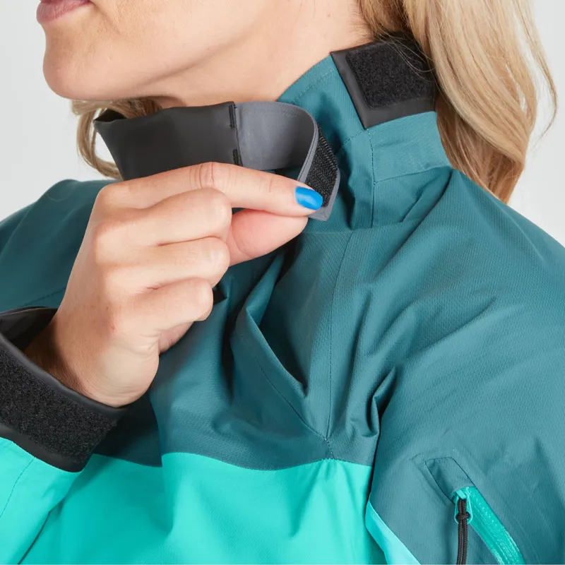 2024 NRS Womens Helium Breathable Twin Waist Splash Jacket in Aqua-7