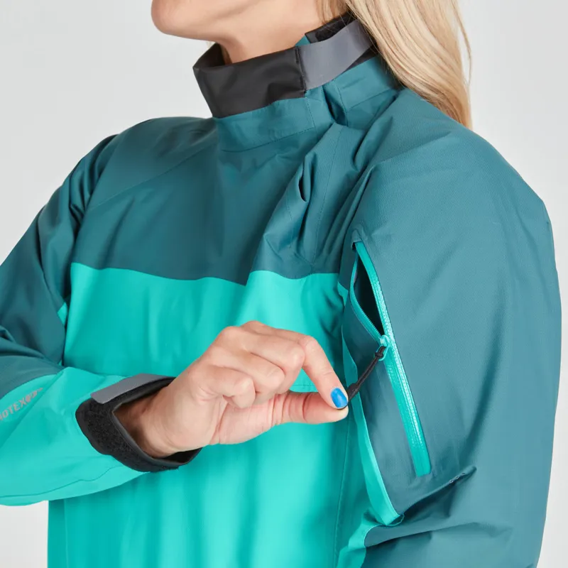 2024 NRS Womens Helium Breathable Twin Waist Splash Jacket in Aqua-8