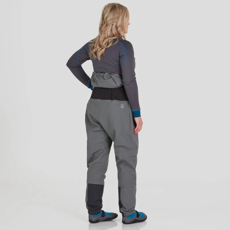 2024 NRS Womens Freefall Mid-weight Paddling Trousers with Socks in Grey-3