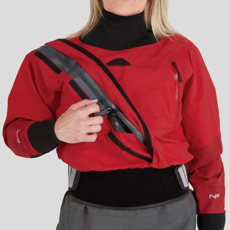 2024 NRS Womens Crux Whitewater Kayaking Dry Suit in Red-4