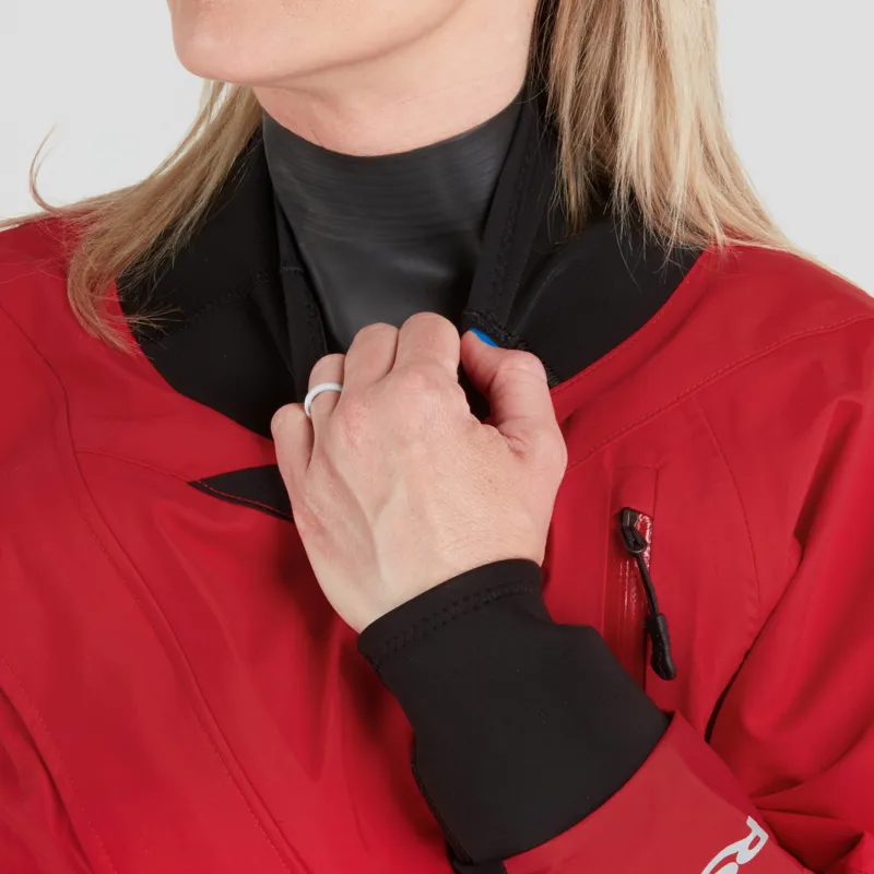 2024 NRS Womens Crux Whitewater Kayaking Dry Suit in Red-6