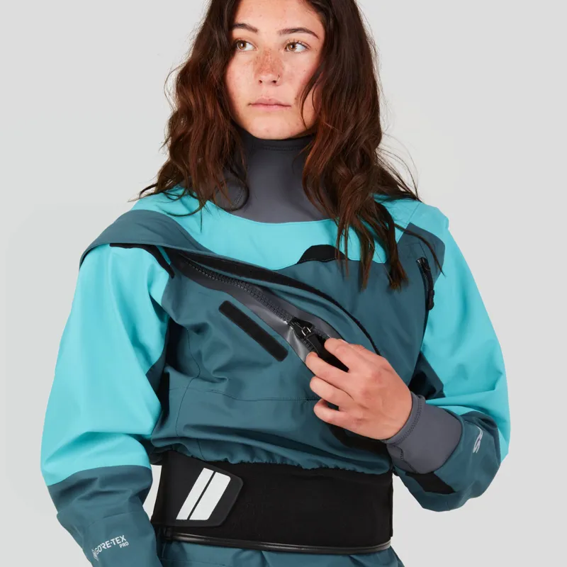 2025 NRS Womens Axiom GORE-TEX Pro Kayaking Dry Suit in Aqua-4