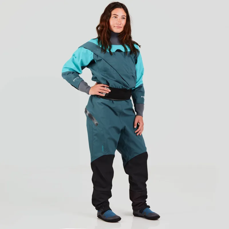2025 NRS Womens Axiom GORE-TEX Pro Kayaking Dry Suit in Aqua-5