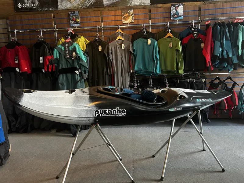 2025 Pyranha ReactR River Running Kayak Black and White Small  Custom-1