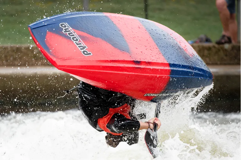 2025 Pyranha x GuiGui Helectron Freestyle Kayak in Rosella Red-3