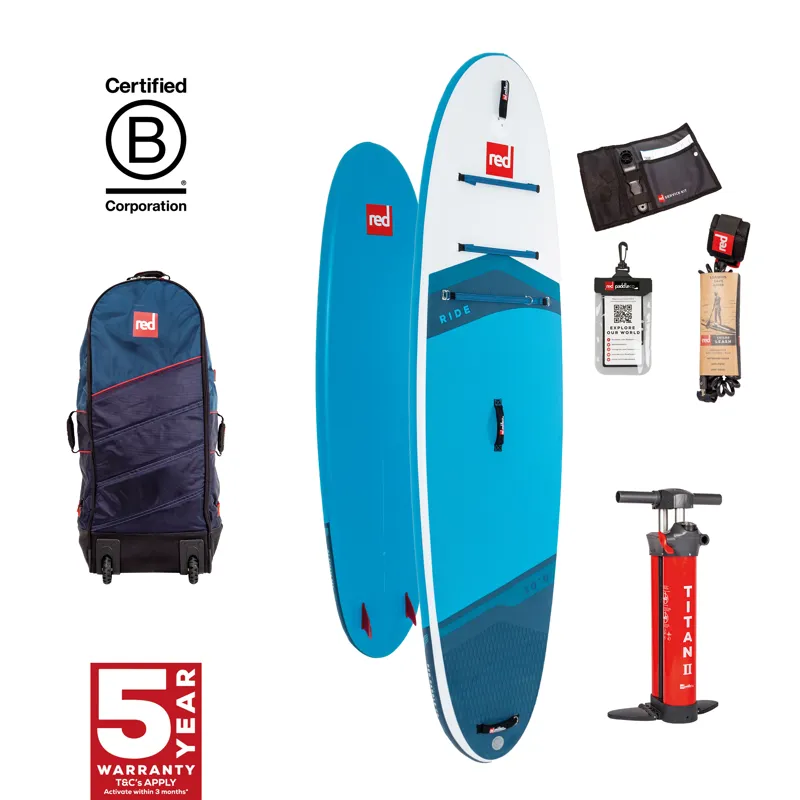 2025 Red Paddle Co 10.6 Ride MSL Inflatable Paddleboard Package In Blue