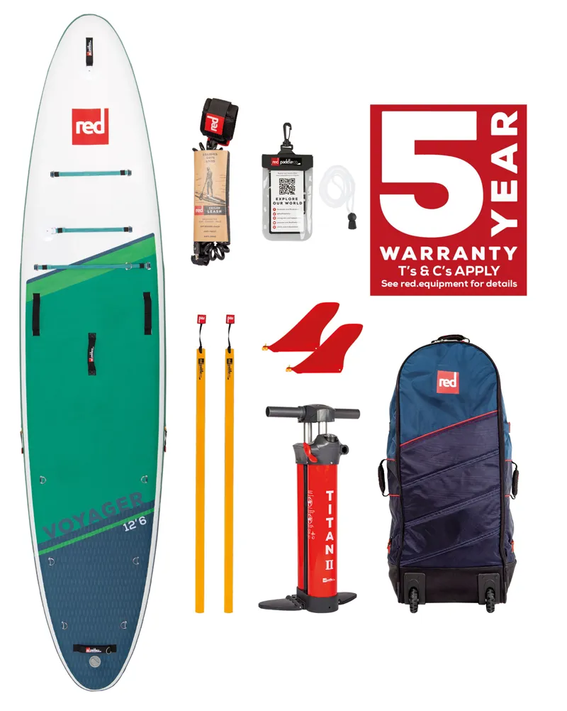 Red Paddle Co Voyager 12.6 Touring Inflatable SUP Package Deal