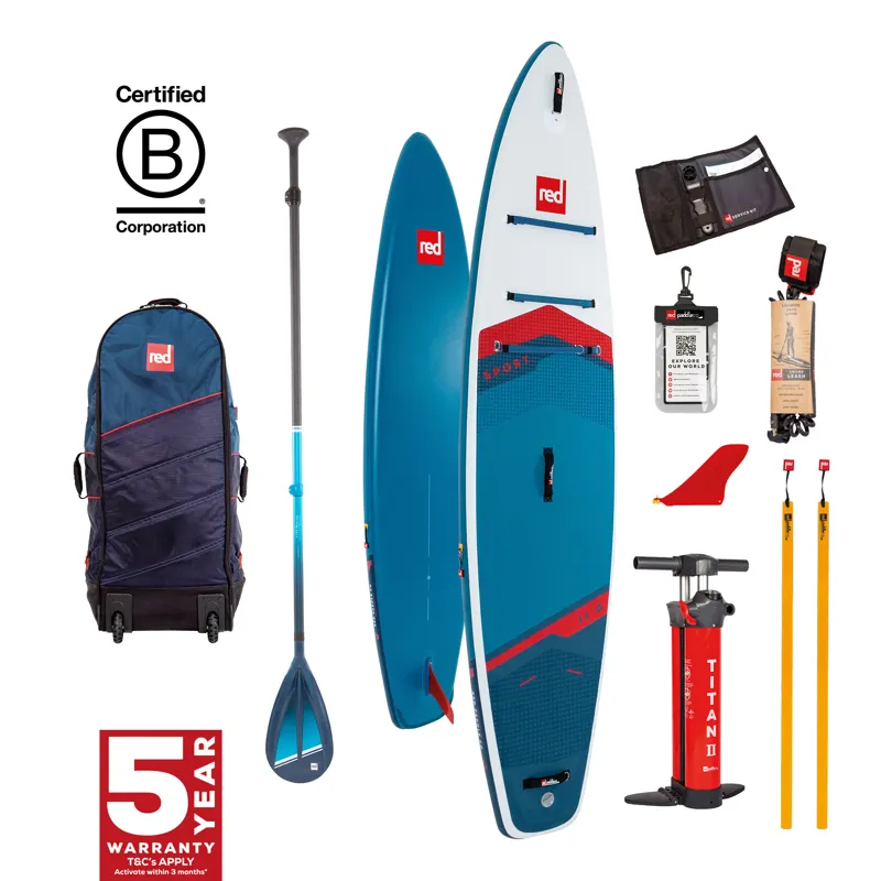 2023 Red Paddle Co Sport 11.0 Touring SUP Package with Hybrid Tough Paddle in Blue
