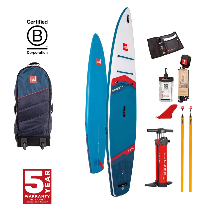 2025 Red Paddle Co 12.6 Sport+ MSL Touring Inflatable Paddleboard Package