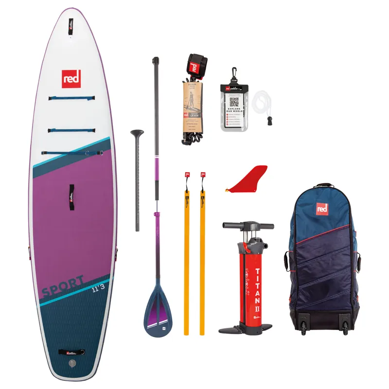 Red Paddle Co Sport 11 3 Touring Inflatable SUP Package Deal Purple