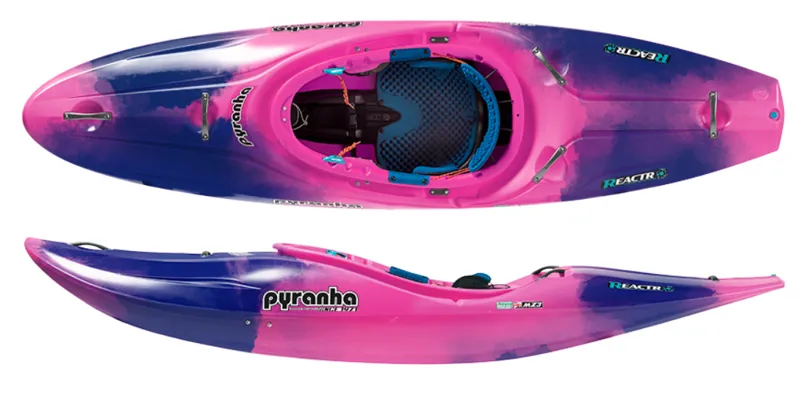 2025 Pyranha ReactR Large River Running Kayak in Fuchsia Navy Custom