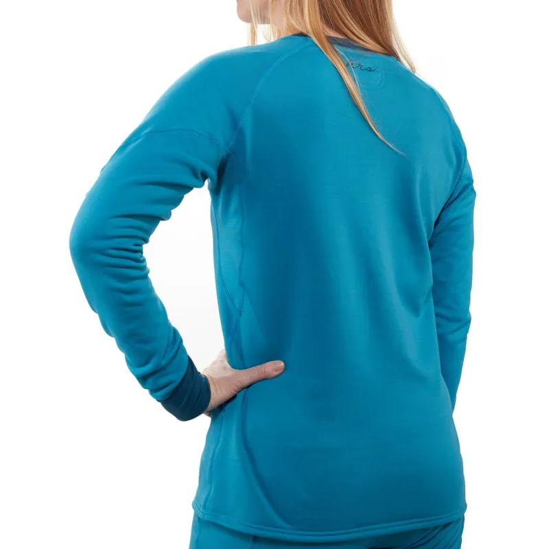 NRS Expedition Weight Womens Long Sleeved Thermal Top in Blue Medium-1