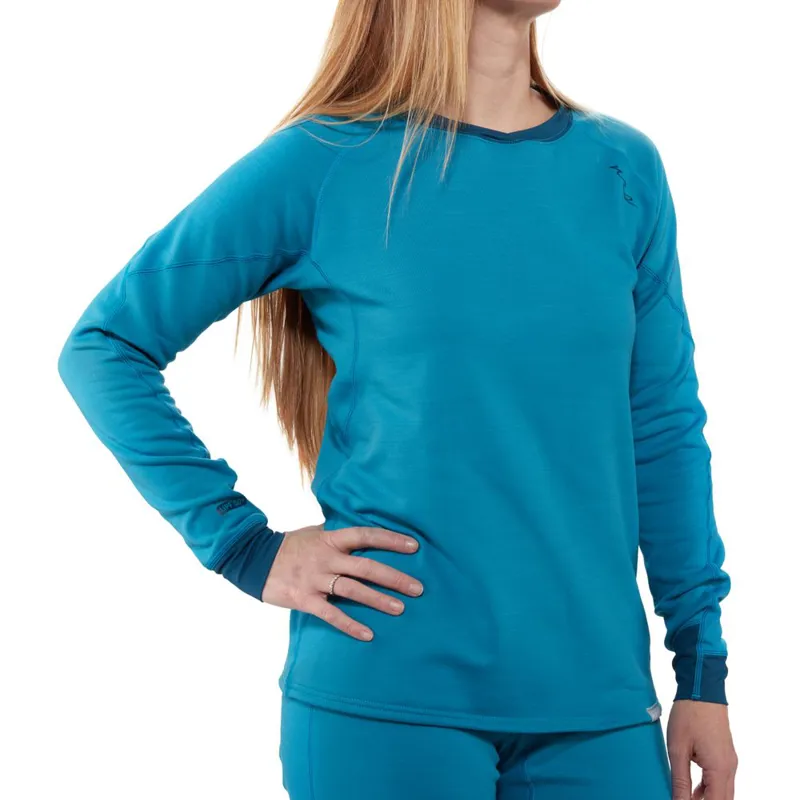 NRS Expedition Weight Womens Long Sleeved Thermal Top in Blue Medium