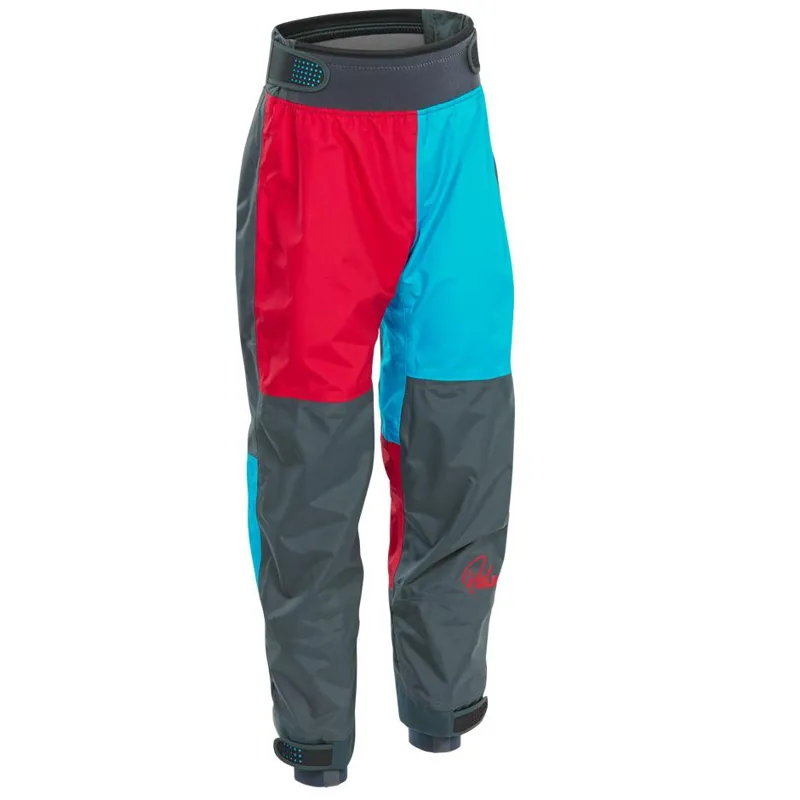2024 Palm Equipment Rocket Kids Whitewater Pants in Red and Blue