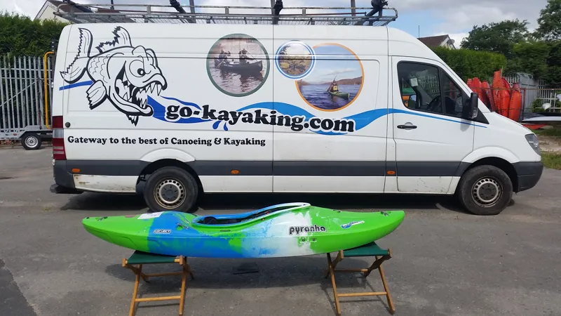 Ex Display Pyranha Burn 3 Medium Kayak in Lime/White/Blue-1