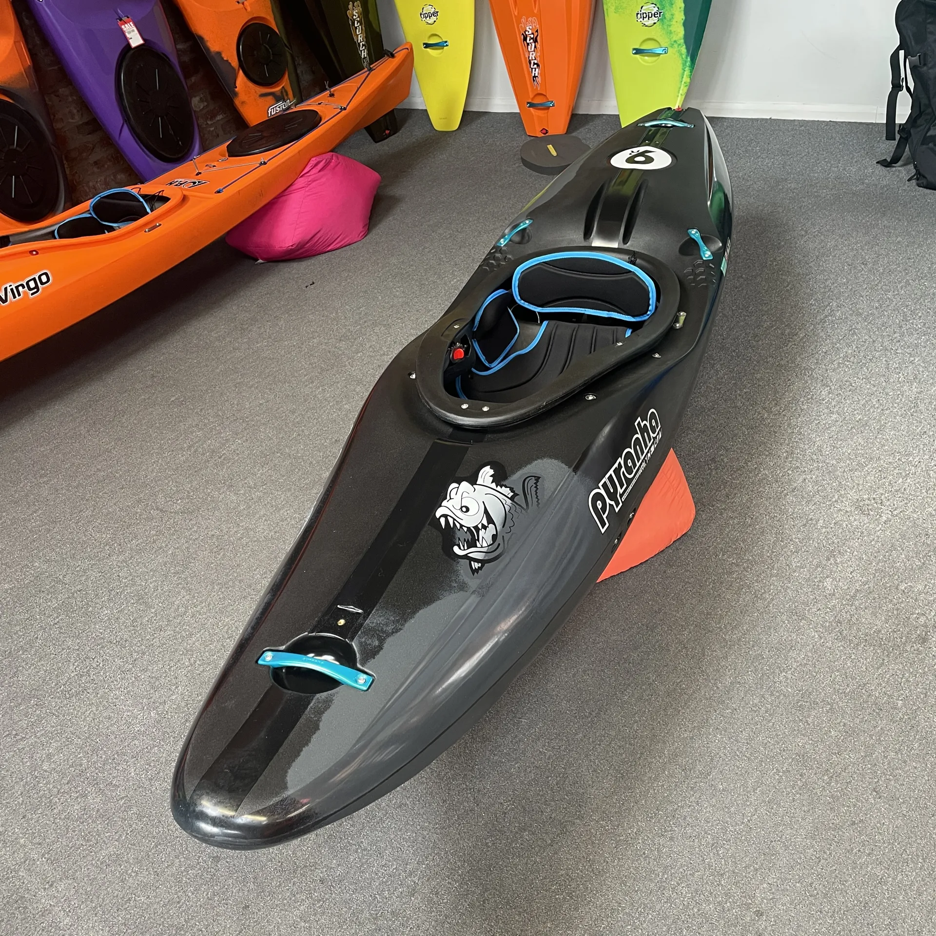 Pyranha Kayaks 9R I Medium Whitewater River Kayak in Black Grey