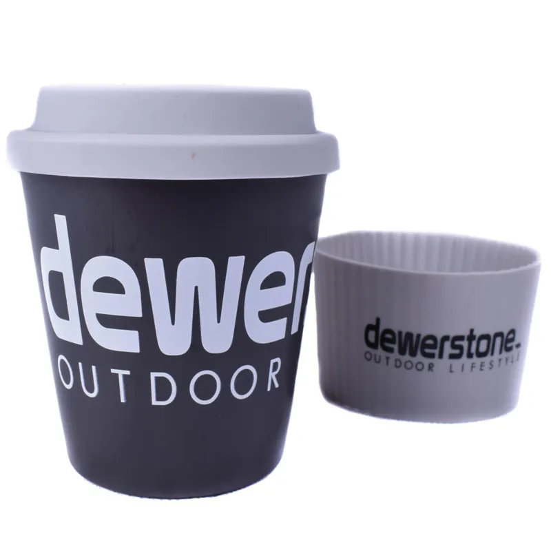 2021 dewerstone Bamboo Reusable Coffee Cup Black 8oz-1