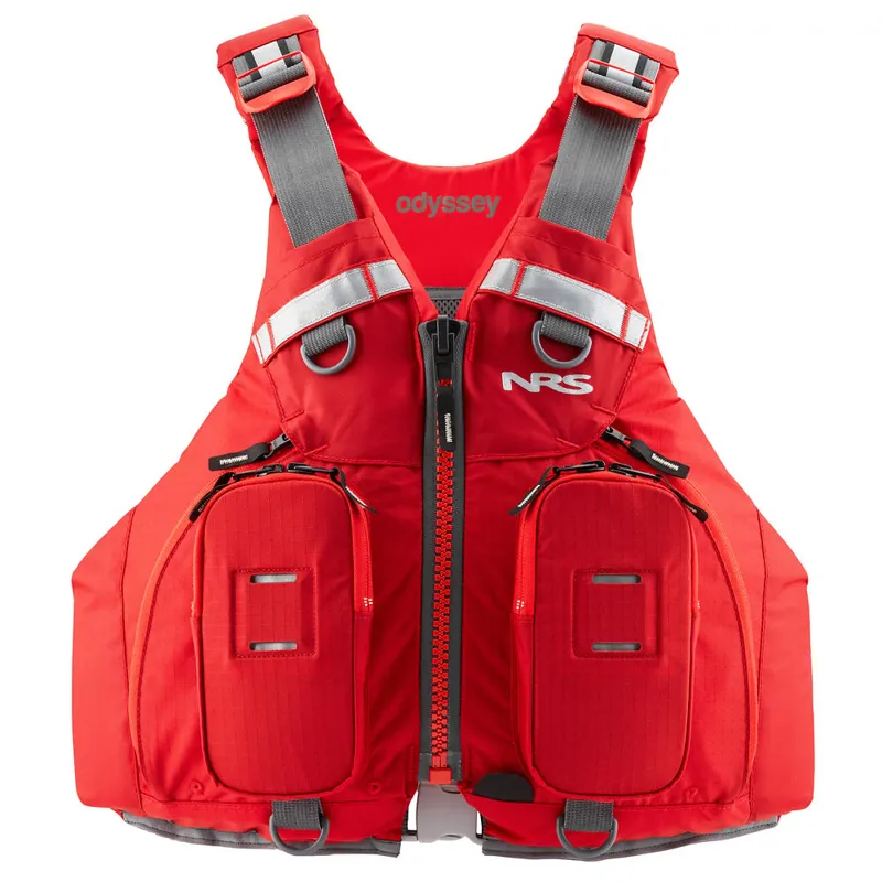 2021 NRS Odyssey Mens Sea Kayaking PFD in Red or Black and Green-1