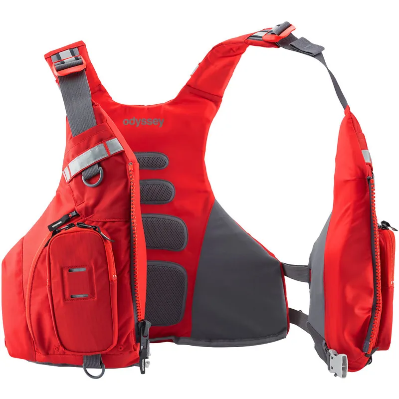 2021 NRS Odyssey Mens Sea Kayaking PFD in Red or Black and Green-5