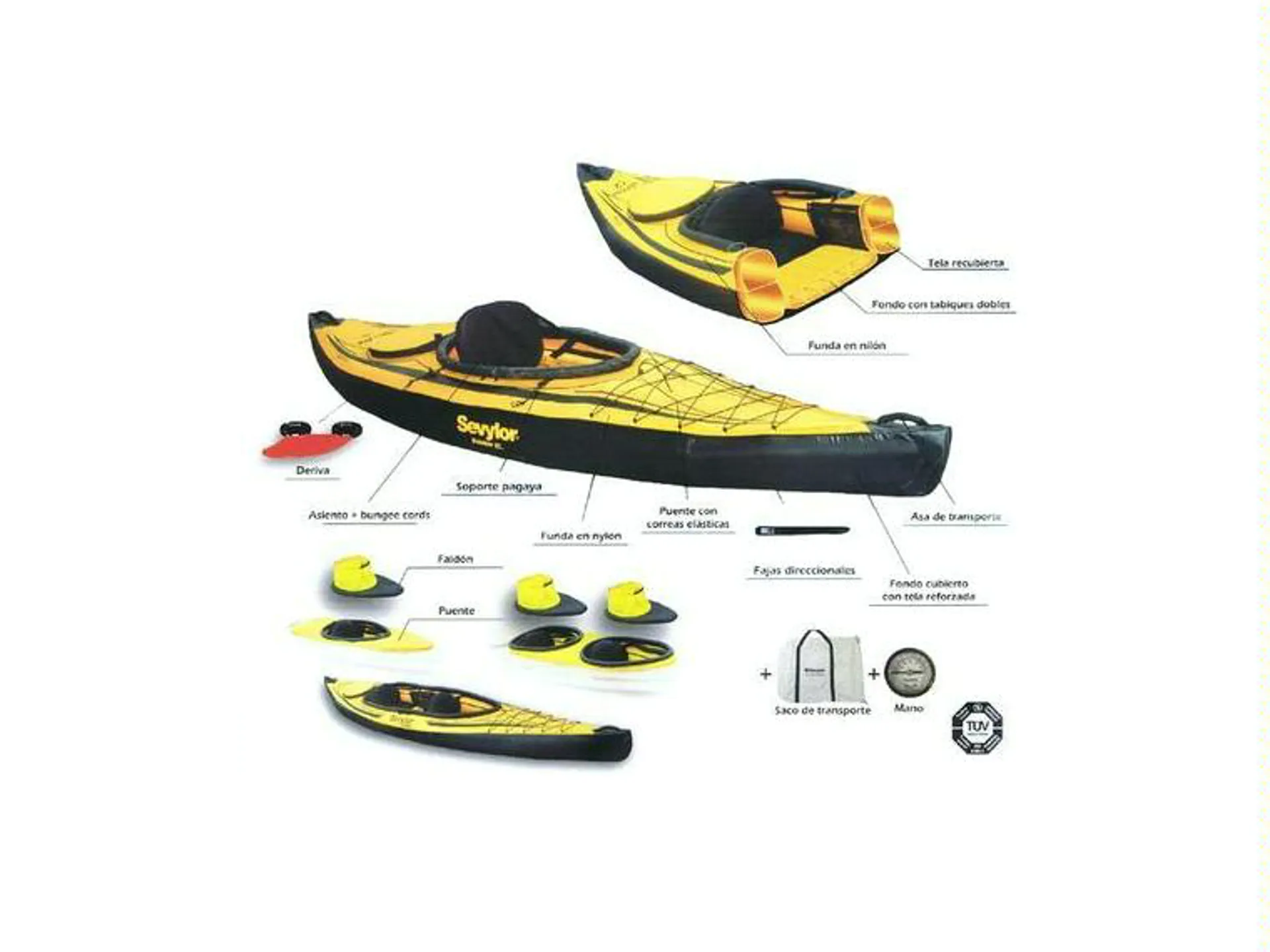 Siège De Kayak Avec Dossier – Compatible Sevylor Pointer K2, Mousse EVA, Antidérapant, Sangles Réglables