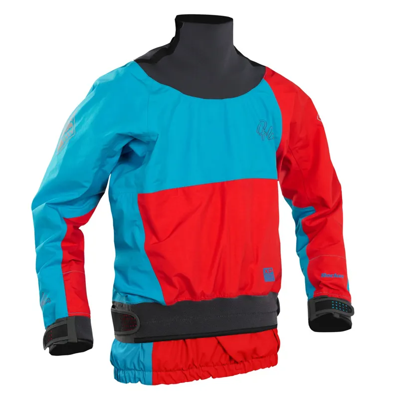 2024 Palm Equipment Rocket Jacket Kids Whitewater Semi Dry Cag in Red and Blue