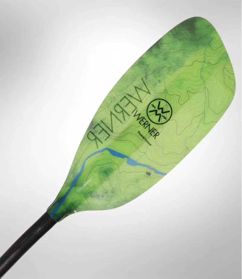 2019 Werner Powerhouse Glass Blades Carbon Crank Whitewater Paddle-1