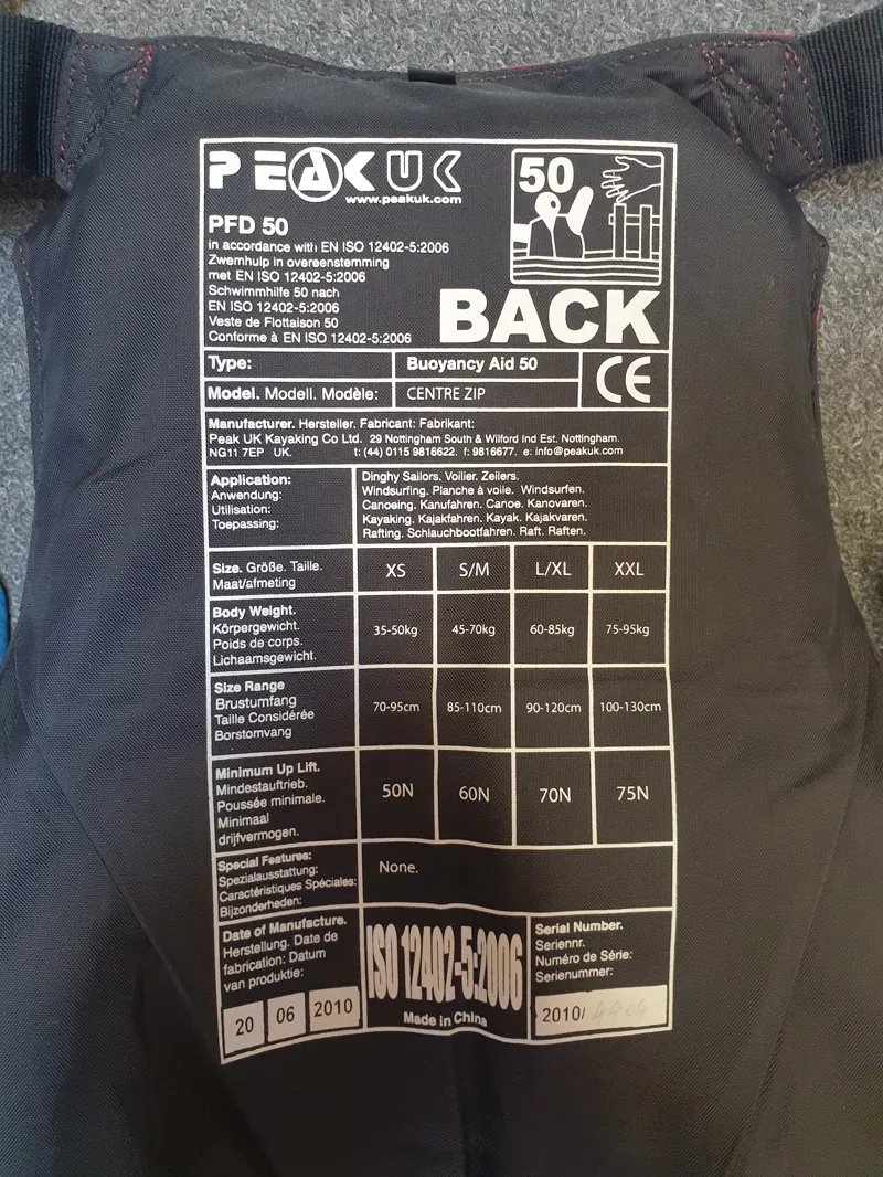 Ex Demo Peak UK Centre Zip Buoyancy Aids - USED-2