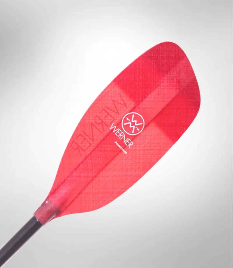 Werner Powerhouse Straight Shaft Glass Blades Whitewater Paddle Red